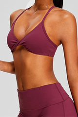 Women's Cross-Back Adjustable Twist-Front Yoga Sports Bra
