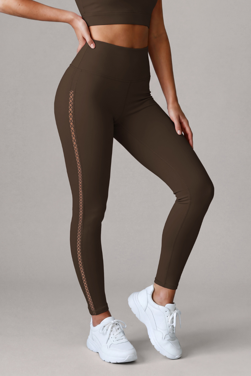 Women’s High-Waisted Side Mesh Perforation Yoga Leggings