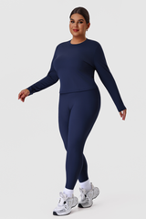 Plus Size Women's Long Sleeve Tee & Yoga Leggings Two-Piece Set