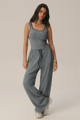 Women's Polka Dot Sets:Square Neck Tank Top & Wide Leg Pants
