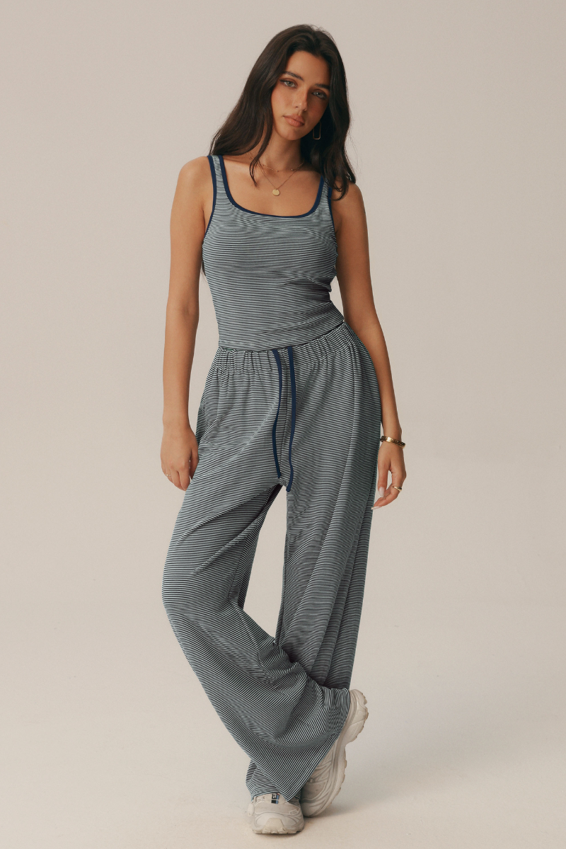 Women's Polka Dot Sets:Square Neck Tank Top & Wide Leg Pants