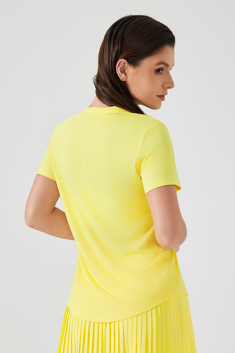 Women Lightweight Breathable Slim-Fit Quick-Dry Yoga Fitness Short-Sleeve Top