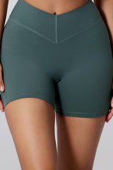 Women V-Waist High Rise Shaping Hip Lift Yoga Shorts