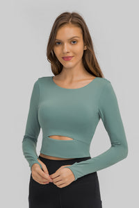 Women'S Yoga Slim Fit Long Sleeved Thumbhole