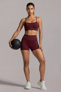 Women's Y-Back Bra & High Waist Bike Shorts Workout Sets