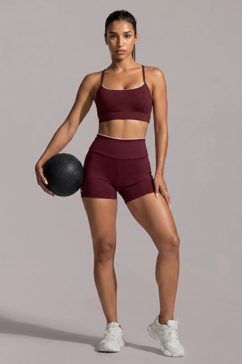 Women's Y-Back Bra & High Waist Bike Shorts Workout Sets