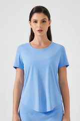 Women Lightweight Breathable Slim-Fit Quick-Dry Yoga Fitness Short-Sleeve Top