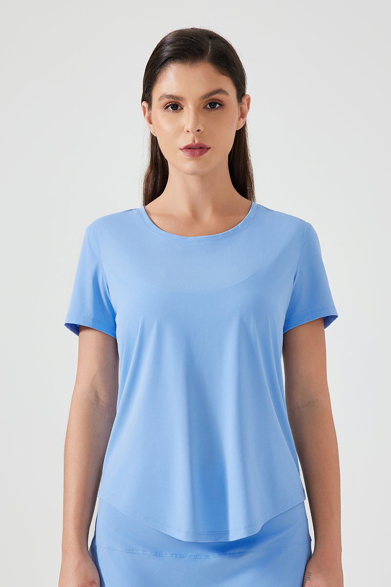 Women Lightweight Breathable Slim-Fit Quick-Dry Yoga Fitness Short-Sleeve Top