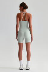 Women Solid Naked Sensation Yoga Set: High-Waisted Sculpting Shorts + Crisscross Back Support Bra