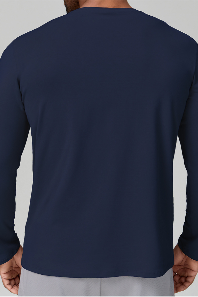 Men's Summer Crew Neck Skin-Friendly Solid Long Sleeve Athletic Top
