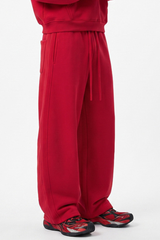 Unisex Fall Streetwear Curved Scimitar Wide‑Leg Sweatpants