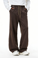 Straight-leg fleece-lined sweatpants.