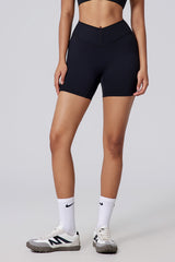 Women V-Waist High Rise Shaping Hip Lift Yoga Shorts
