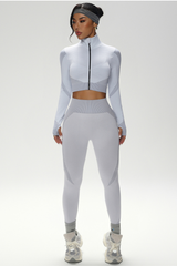 Women's Athletic Stand-Up Collar Seamless 2 Piece Set