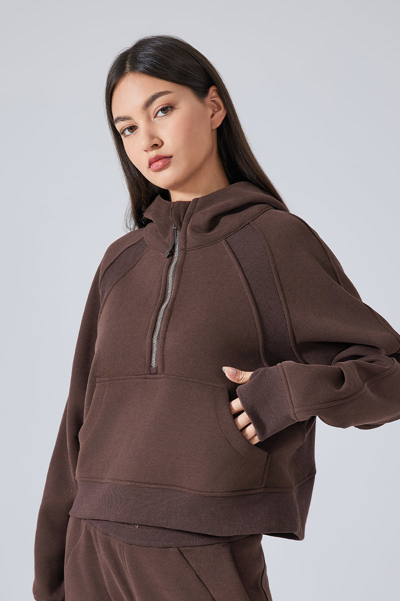 Women'S Half Zipper Loose Hoodie