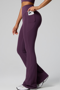 Women's High Waist Side Pocket Sculpting Flare Yoga Pants