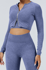 Women Fitness Athletic Full Zipper Cropped Jacket