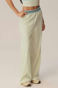 Women's Contrast Color Striped Waistband Draped Casual Pants