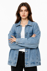 Women's Fall Oversized Drop Shoulder Denim Jacket