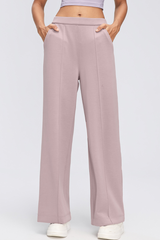 Women's Fall Center Pleat Hidden Card Pocket Wide Leg Pants
