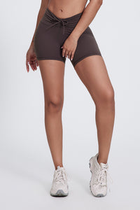 Women'S Pleated High-Waisted Hip Lift Yoga High-Stretch Skinny Shorts