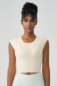 Women's Crew Neck Pleated-Back Open Sports Tank Top