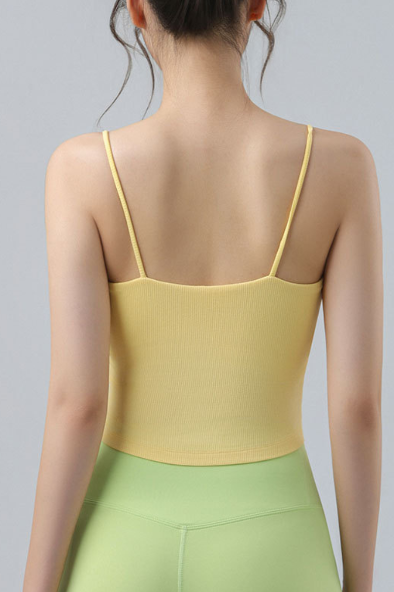 Women's Bow Decor Thin Strap Padded Yoga Cropped Cami