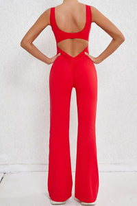 Women Hollow Out Back Micro Peach Hip Lift Sports Fitness Yoga Bodysuit