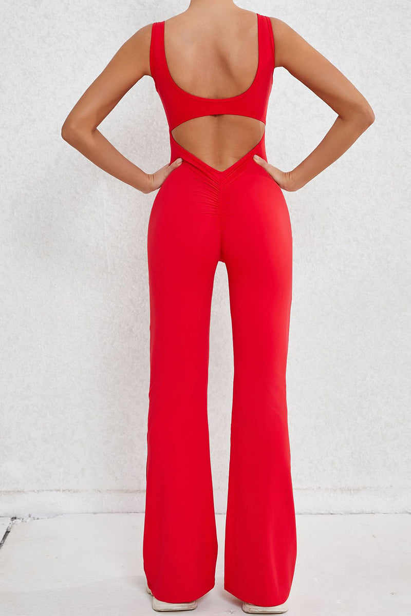 Women Hollow Out Back Micro Peach Hip Lift Sports Fitness Yoga Bodysuit