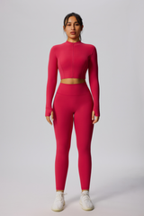 Women's Cropped Jacket & Butt-Lifting Leggings Two-Piece Set