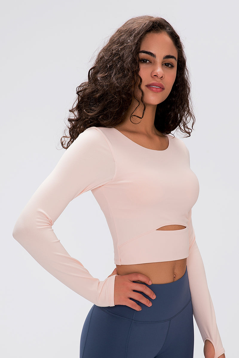 Women'S Yoga Slim Fit Long Sleeved Thumbhole
