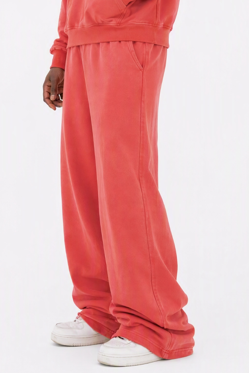 Unisex 100% Cotton Washed Heavyweight Wide Leg Casual Pants