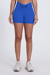 Women'S Pleated High-Waisted Hip Lift Yoga High-Stretch Skinny Shorts