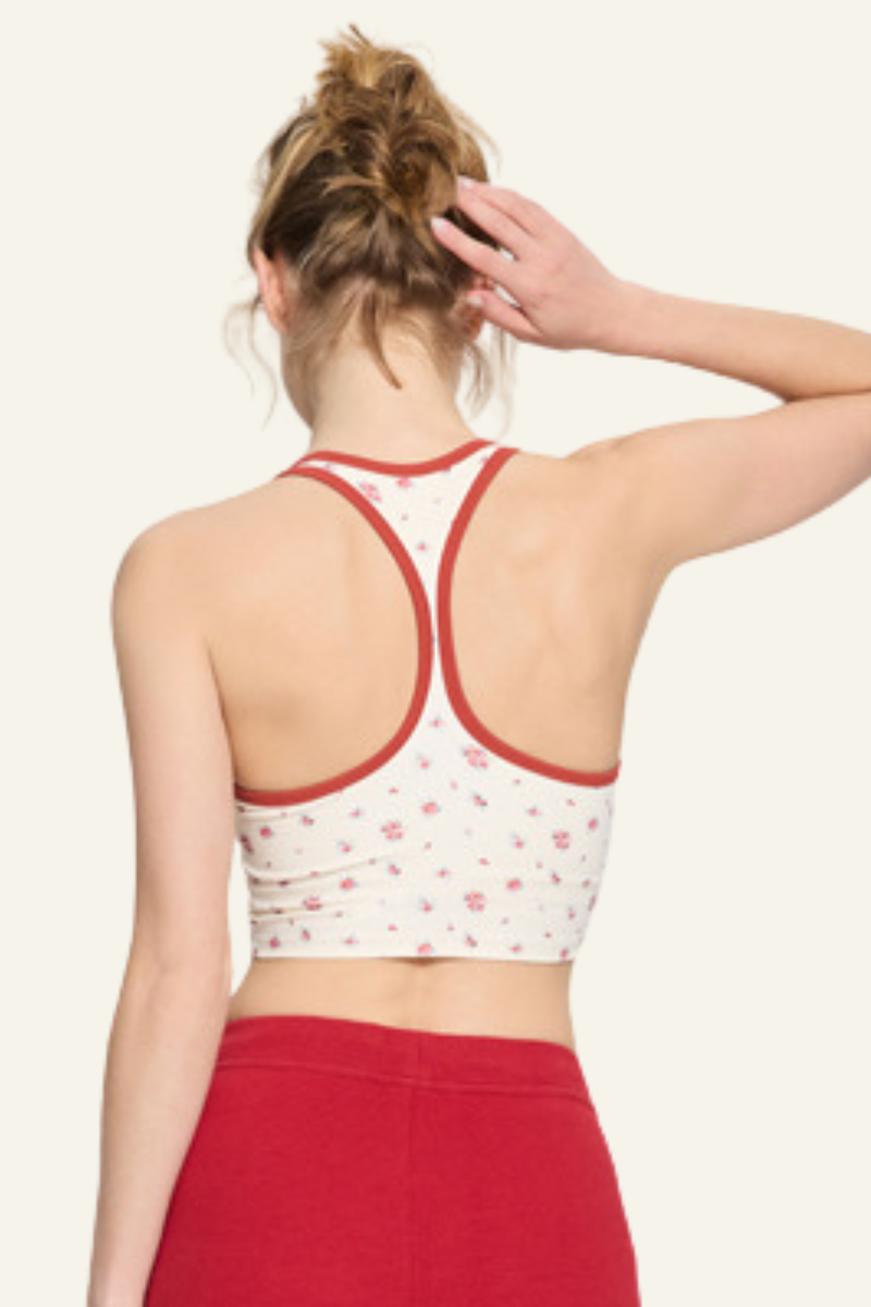 Women's Athletic Floral Print  Halterneck Tank Top