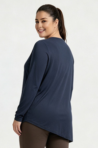 Plus Size Women's Fall Side Twist Asymmetrical Quick Dry Top