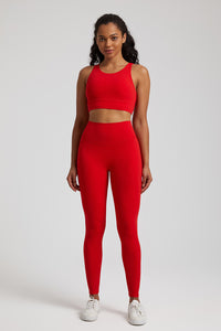 Double Strap Bra + 2-Piece Sports Leggings Set