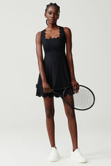 Women Wave-Trim Back-Cross Tennis Dress