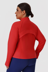 Plus Size Women's Fleece Cropped Fitted Stand Collar Jacket