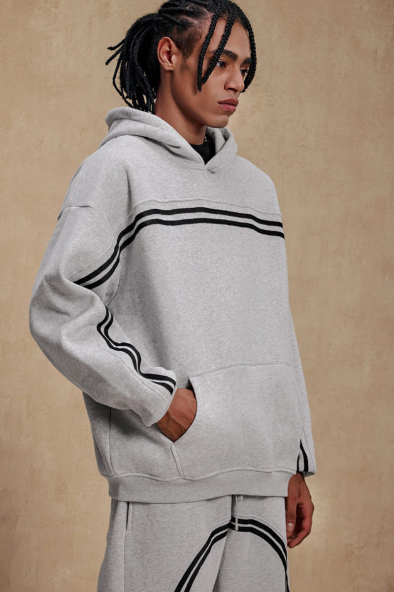 Rustic-style hooded sweatshirt