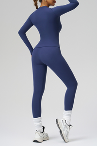 Women's Long Sleeve Shirt And Yoga Leggings Two-Piece Set