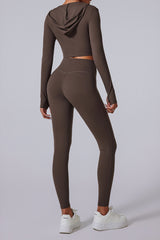 Women'S Yoga Suit Set: Waistless Square Neck Long Sleeves + High-Waisted Flared Pants