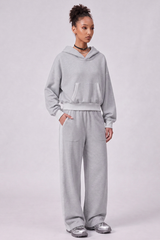 Women's Fall Color Block Set:Cropped Hoodie And Sweatpants