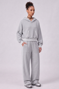 Women's Fall Color Block Set:Cropped Hoodie And Sweatpants