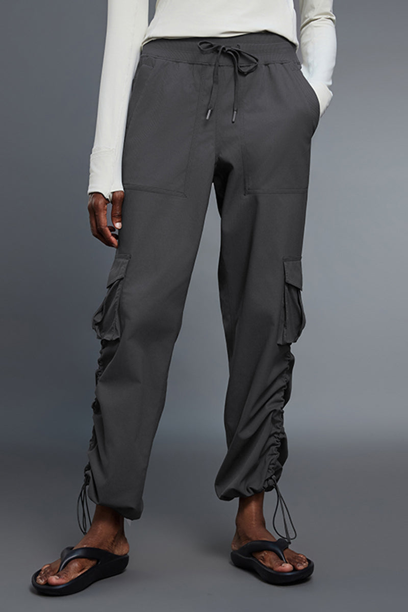 Women Fleece-Lined Cargo Jogger Adjustable-Cuff Utility Workout Pants