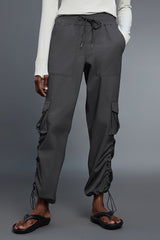 Women Fleece-Lined Cargo Jogger Adjustable-Cuff Utility Workout Pants