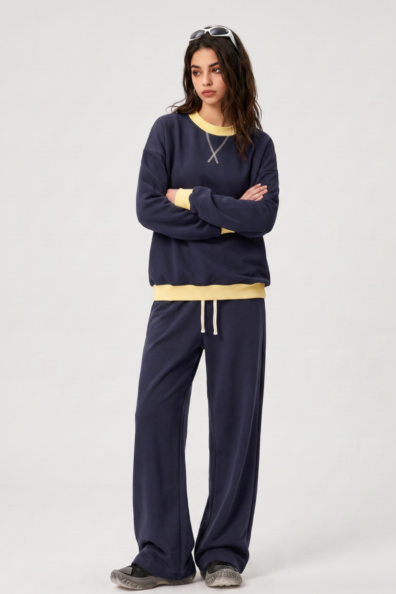 Women's Fall Fleece Mock Neck Sweatsh & Sweatpants Set