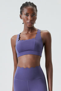 Women Wave-Edge Double-Strap High-Impact Quick-Dry Sports Bra