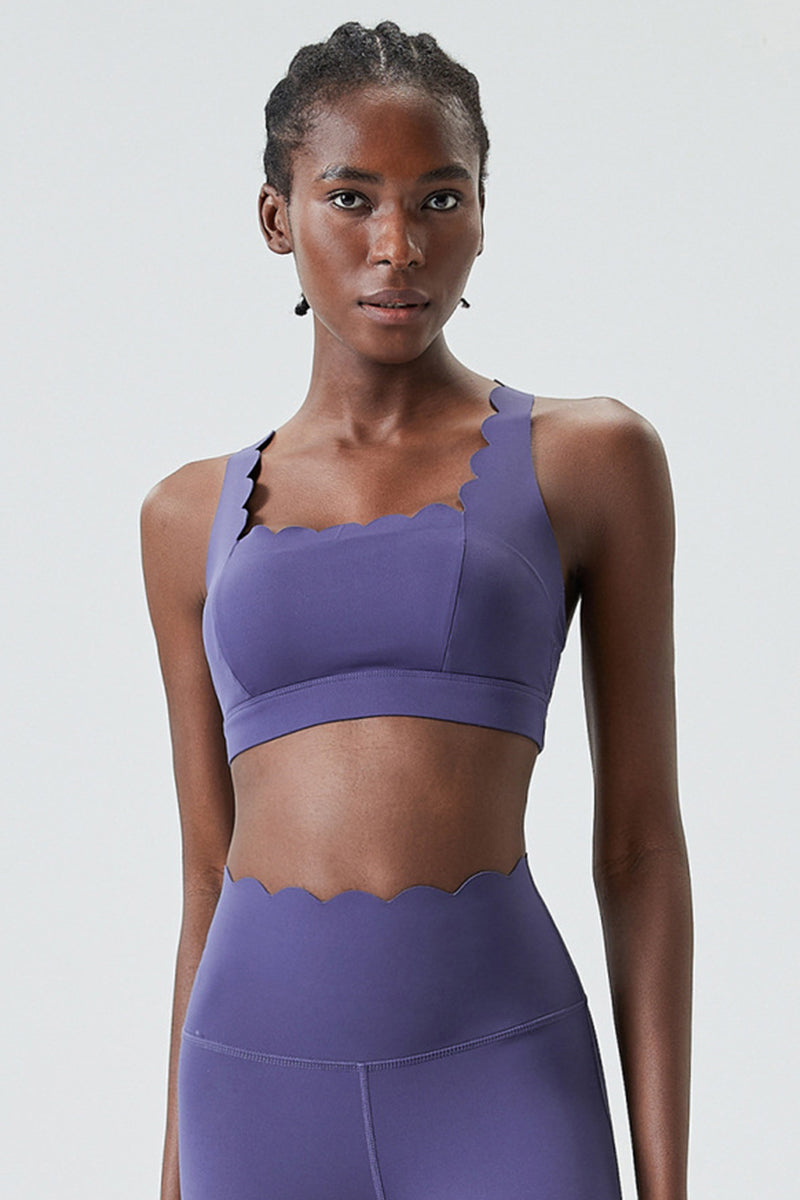 Women Wave-Edge Double-Strap High-Impact Quick-Dry Sports Bra