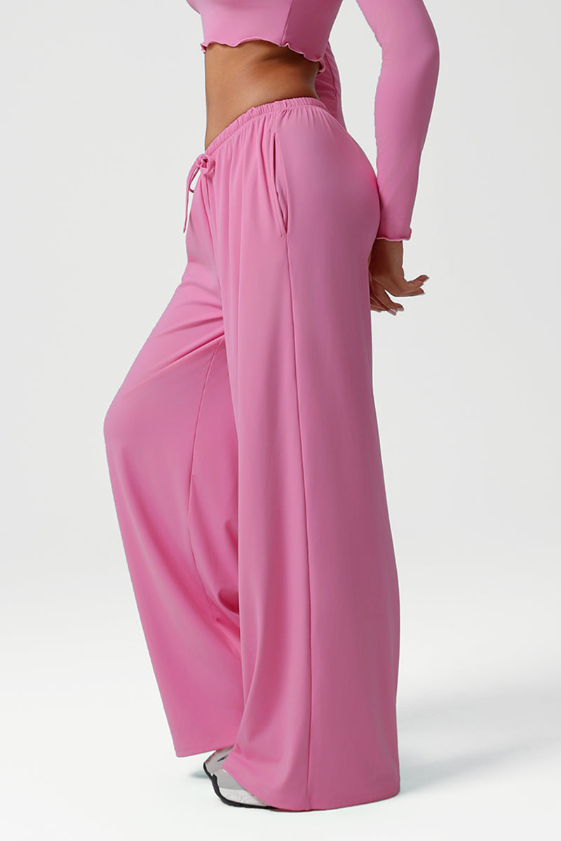 Women Wide Leg Low Rise Pocket Yoga Pants