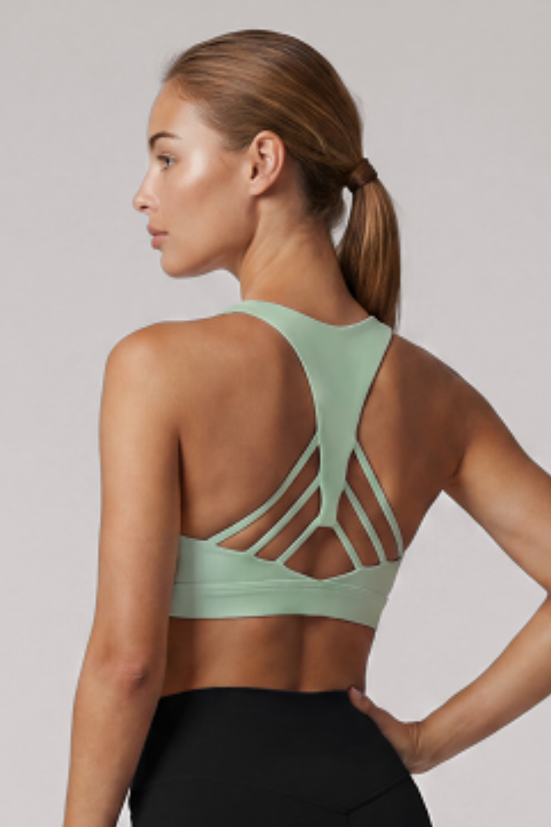 Women's Wide Strap U-neck Crisscross Back Sports Bra